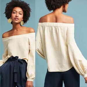 ANTHROPOLOGIE | MAEVE Clotille Off the Shoulder Striped Top Women’s Size 4